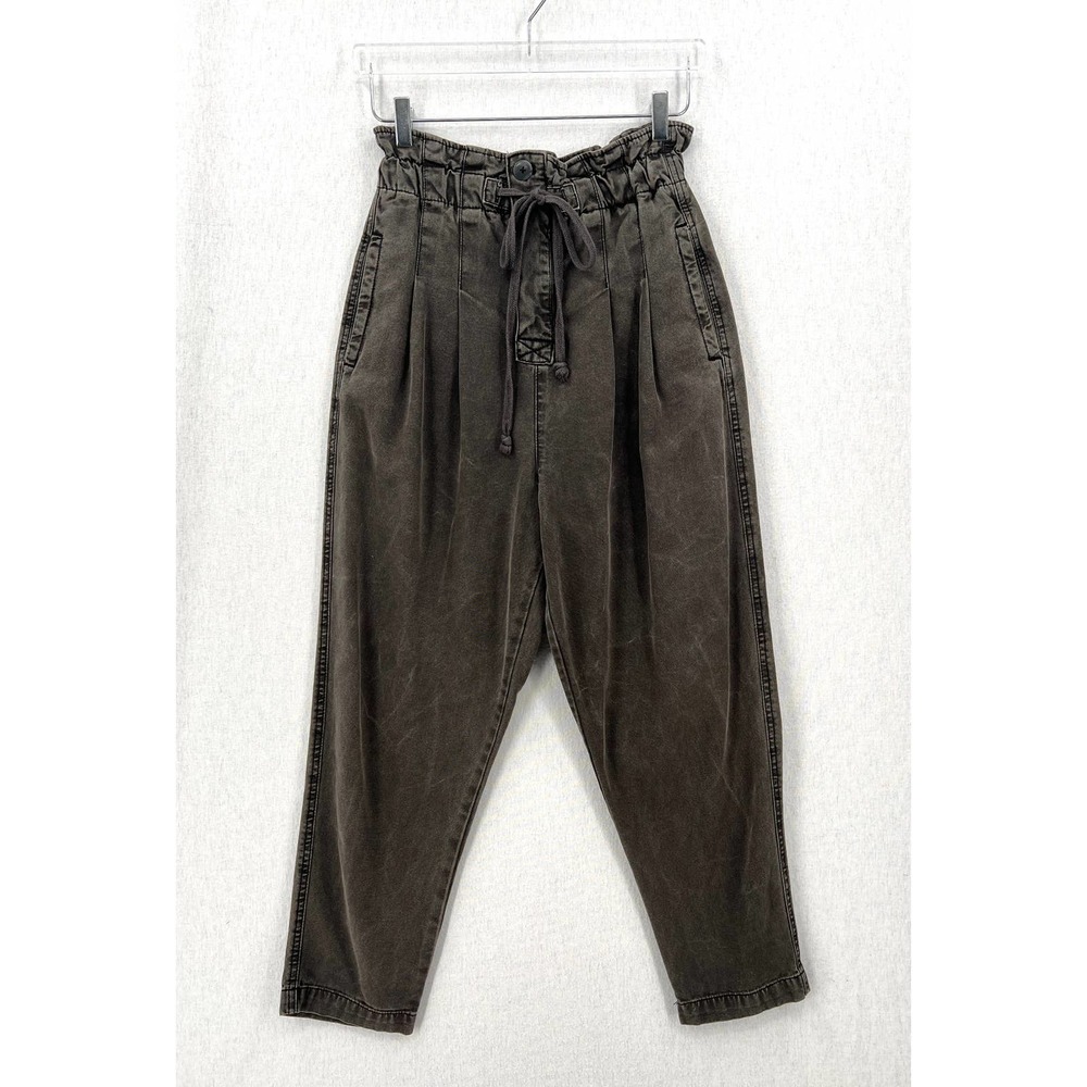 FREE PEOPLE Margate Pleated Trouser Pants Womens Small Charcoal Gray High Rise - Picture 4 of 16